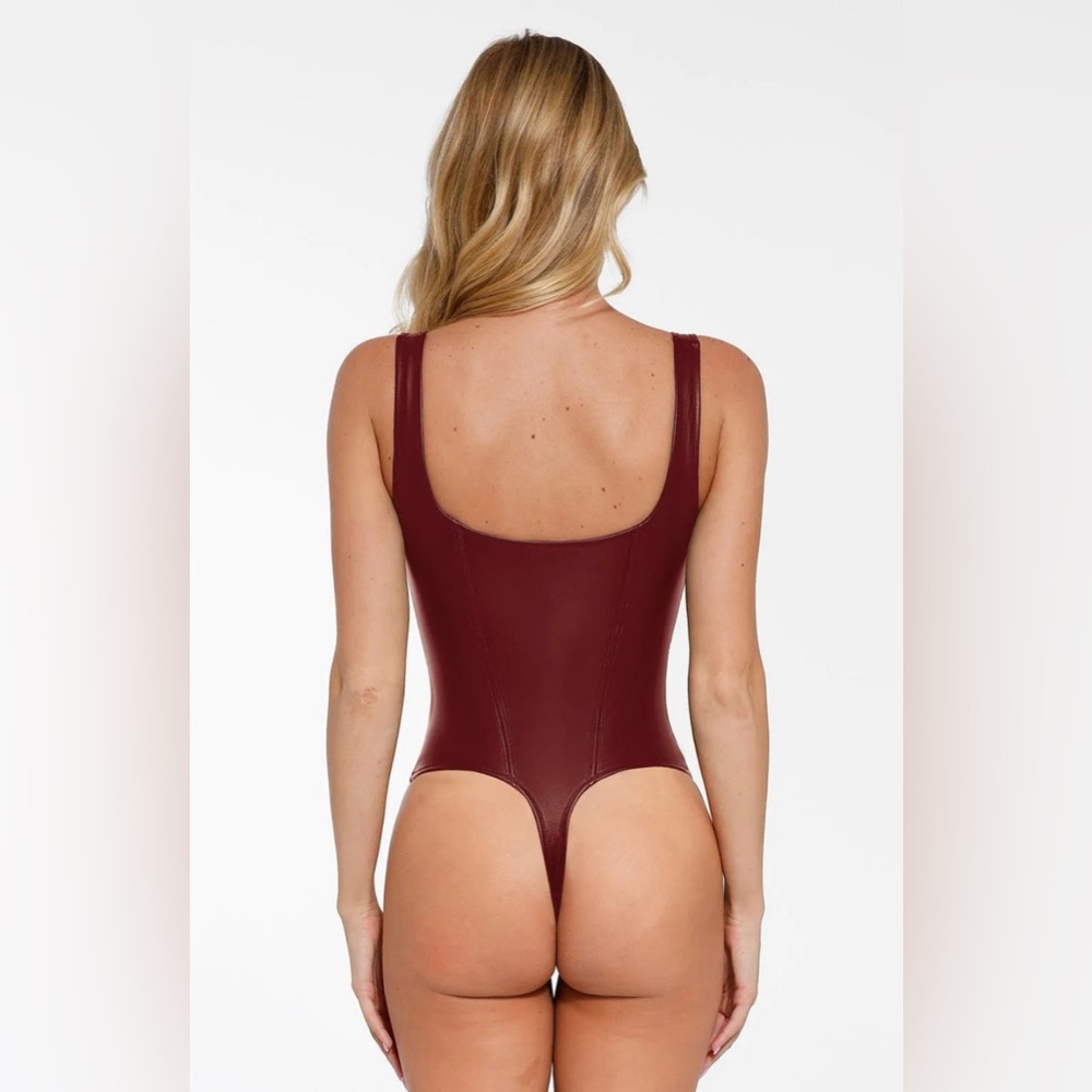 Shapewear Faux Leather Lace Balconette Sculpting Bodysuit - Medium - Picture 3 of 10